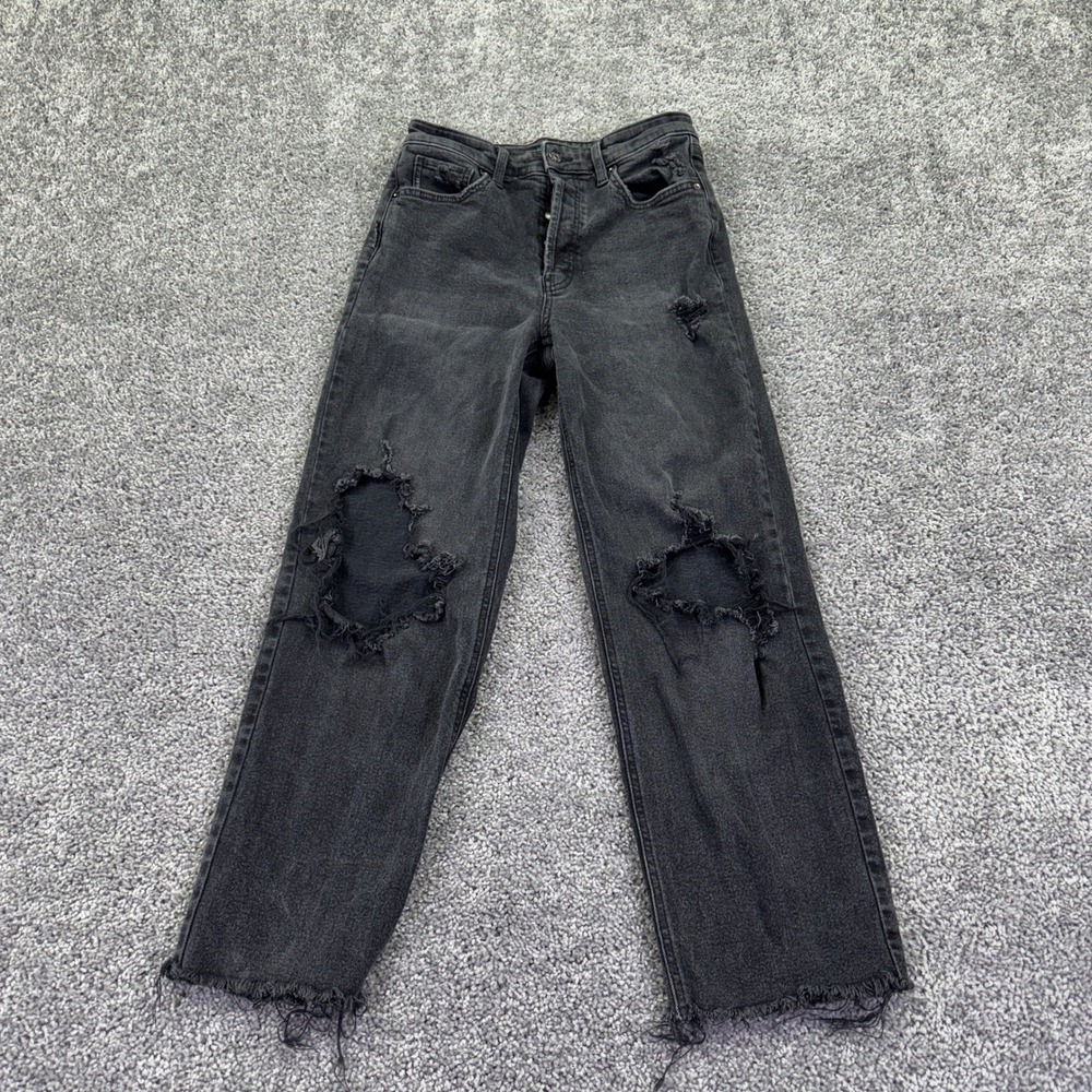 Wild Fable Jeans Womens 4 Black Highest Rise Straight Distressed